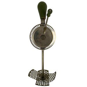 Hand-Crank Egg Beater Whipped Cream Green Handle & Stainless Steel Blade Vintag